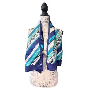 Striped Silk Scarf Rectangle Style 43" x 12.5" Vintage Estate Sale Find Nautical
